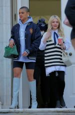 EMILY ALYN LIND and JORDAN ALEXANDER on the Set of Gossip Girl in New York 02/25/2021