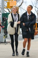 EMILY ALYN LIND, JORDAN ALEXANDER, ELI BROWN and Evan Mock on the Set of Gossip Girl 03/15/2021