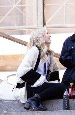 EMILY ALYN LIND, JORDAN ALEXANDER, ZION MORENO and SAVANNAH LEE SMITH on the Set of Gossip Girl in New York 03/09/2021