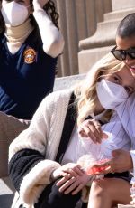 EMILY ALYN LIND, JORDAN ALEXANDER, ZION MORENO and SAVANNAH LEE SMITH on the Set of Gossip Girl in New York 03/09/2021