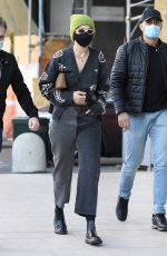GIGI HADID Arrives at Versace Office in Milan 02/28/2021