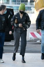 GIGI HADID Arrives at Versace Office in Milan 02/28/2021