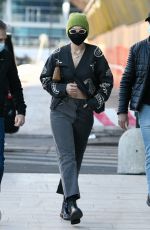 GIGI HADID Arrives at Versace Office in Milan 02/28/2021
