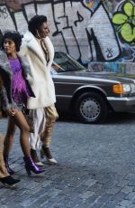 INDYA MOORE, HAILIE SAHAR, MJ RODRIGUEZ and DOMINIQUE JACKSON on the Set of Pose in New York 03/15/2021