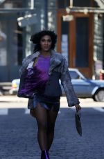 INDYA MOORE, HAILIE SAHAR, MJ RODRIGUEZ and DOMINIQUE JACKSON on the Set of Pose in New York 03/15/2021
