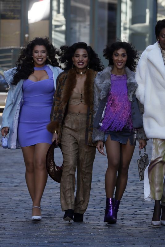 INDYA MOORE, HAILIE SAHAR, MJ RODRIGUEZ and DOMINIQUE JACKSON on the Set of Pose in New York 03/15/2021