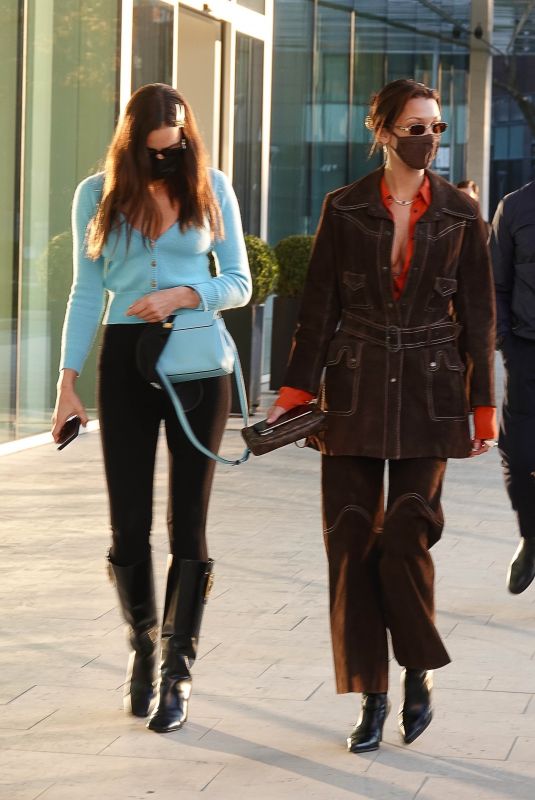 IRINA SHAYK and GIGI and BELLA HADID Leaves Versace Fitting at 2021 Milan Fashion Week 02/28/2021