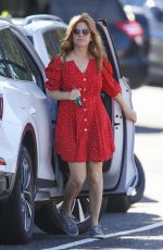 ISLA FISHER in a Red Dress Out for Coffee in Sydney 03/28/2021