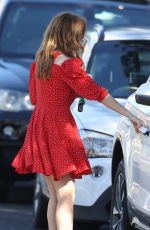 ISLA FISHER in a Red Dress Out for Coffee in Sydney 03/28/2021