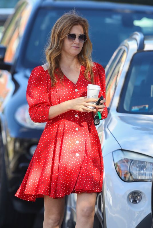 ISLA FISHER in a Red Dress Out for Coffee in Sydney 03/28/2021