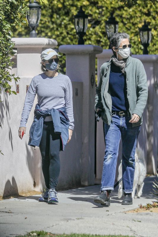 JODIE FOSTER and Alexandra Hedison Out with Their Dog in Santa Monica 03/23/2021