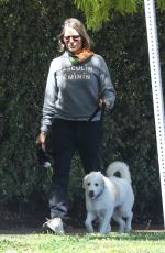JODIE FOSTER Out with Her Dog in Brentwood 03/09/2021