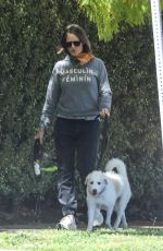 JODIE FOSTER Out with Her Dog in Brentwood 03/09/2021