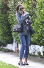 JORDANA BREWSTER in Ripped Denim Heading to a Meeting in Hollywood 03/15/2021