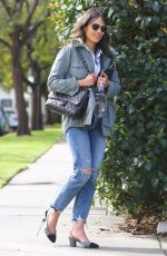 JORDANA BREWSTER in Ripped Denim Heading to a Meeting in Hollywood 03/15/2021