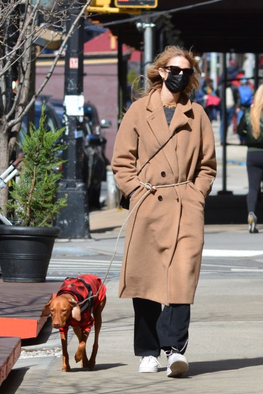KATE BOCK Out with Her Dog Vestry in New York 03/15/2021
