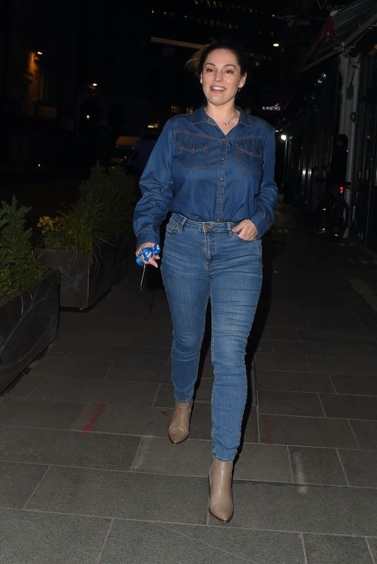 KELLY BROOK in Double Denim Leaves Global Radio in London 03/12/2021