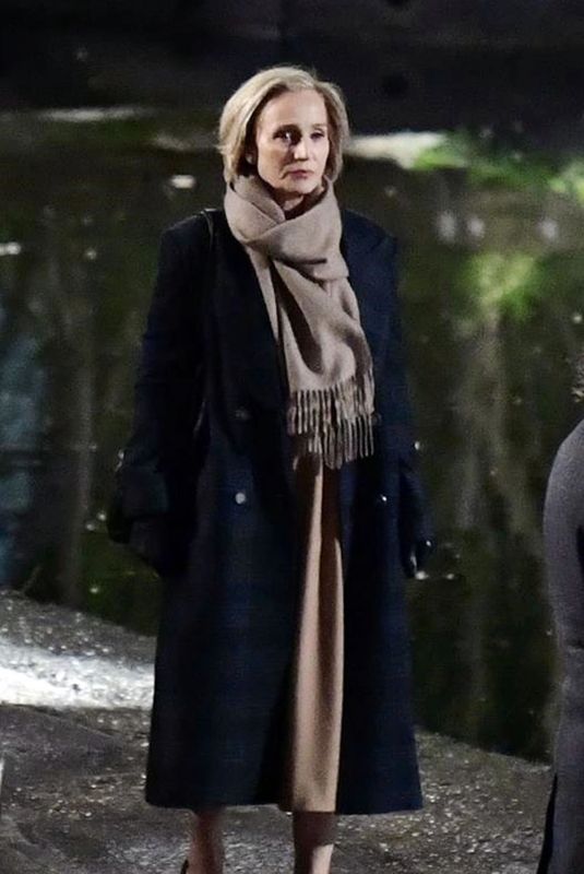 KRISTIN SCOTT THOMAS on the Set of Horses in London 03/24/2021