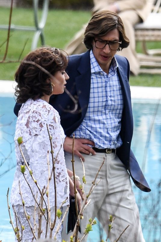 LADY GAGA and Adam Driver on the Set of House of Gucci at Lake Como 03/17/2021