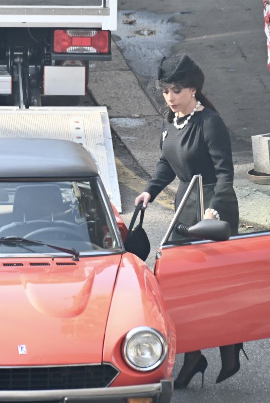 LADY GAGA on the Set of House Of Gucci in Milan 03/13/2021
