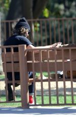 LEIGHTON MEESTER and Adam Brody at a Park in Los Angeles 03/15/2021