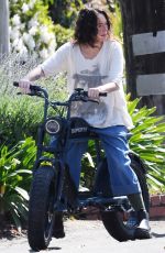 LENA HEADEY Rides Electric Motorbike Out in Los Angeles 03/16/2021