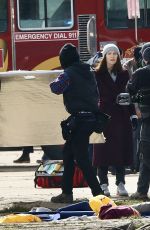 LESLIE MANN on the Set of The Power in London 03/27/2021