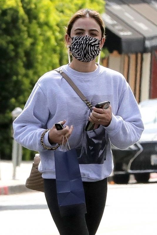 LUCY HALE Leaves a Skincare Clinic in West Hollywood 03/08/2021