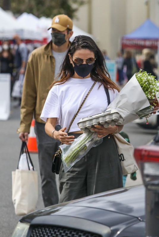 MILA KUNIS at Farmers Market in Los Angeles 03/07/2021