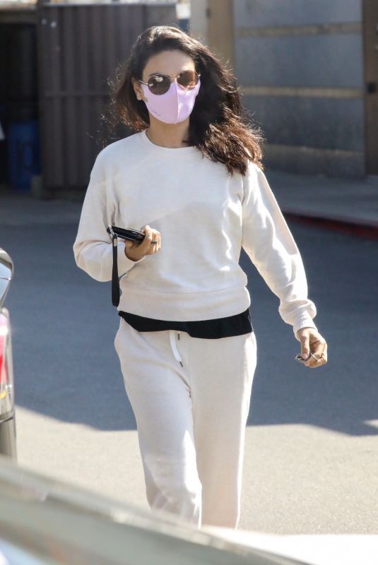 MILA KUNIS Leaves a Skin Care Clinic in West Hollywood 03/19/2021