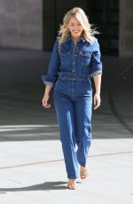 MOLLIE KING in a Denim Jumpsuit at BBC Studios in London 03/27/2021
