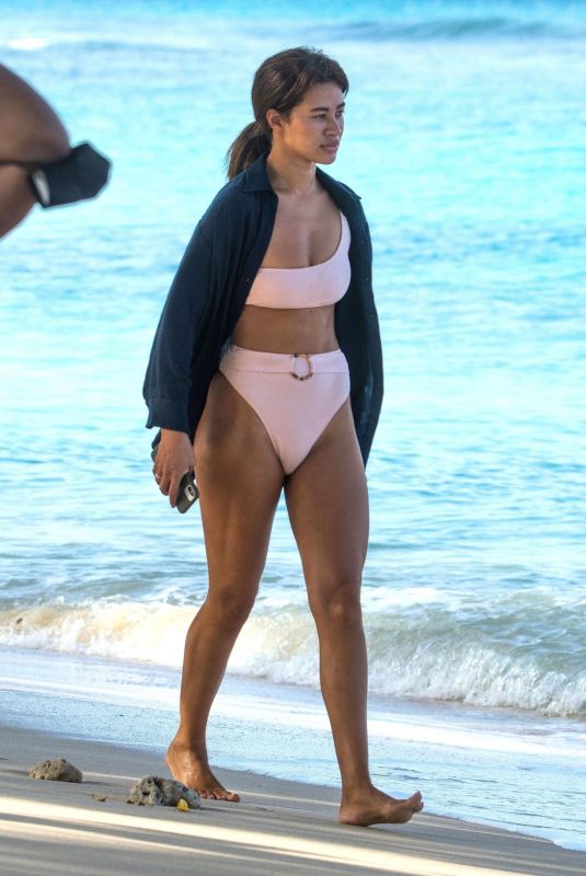 MONTANA BROWN in Bikini on the Beach in Barbados 03/0220/21