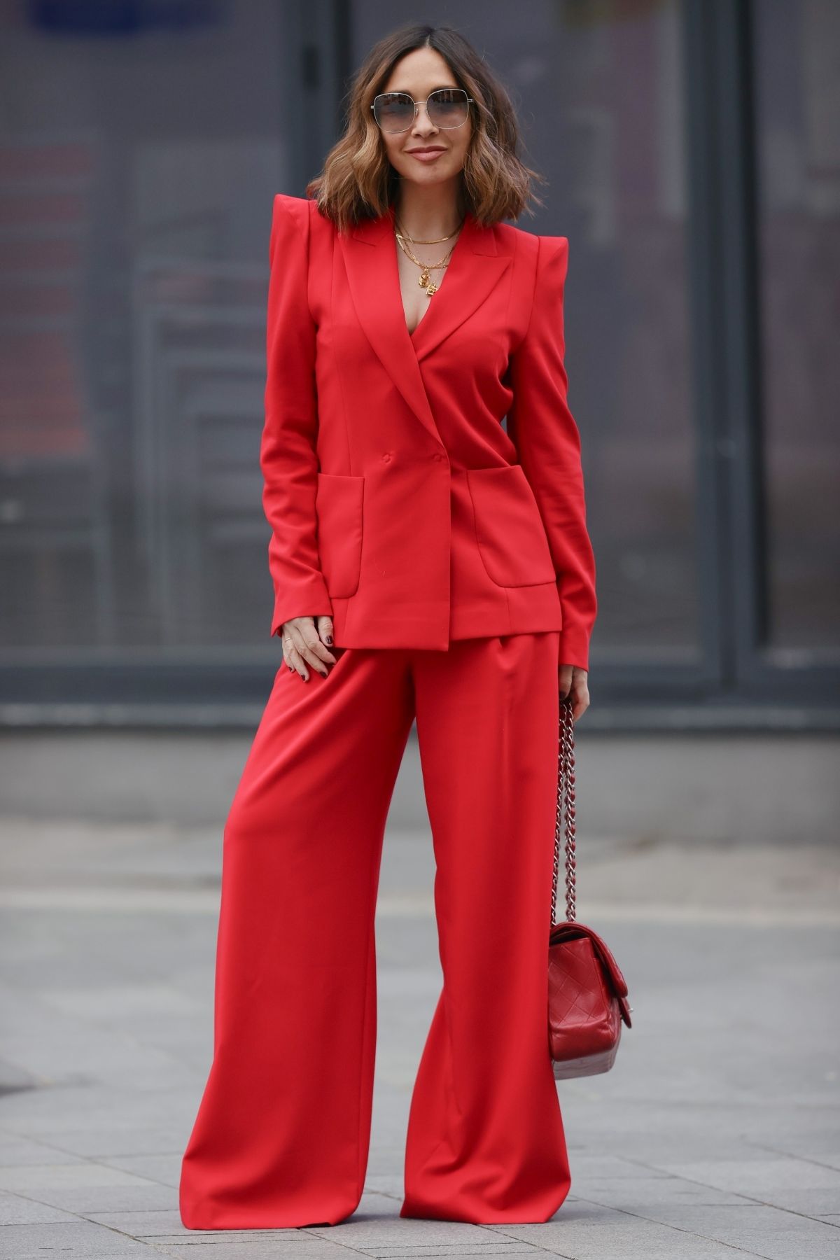 MYLEENE KLASS All in Red Arrives at Smooth Radio in London 03/20/2021 ...