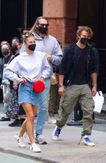 NINA AGDAL in Denim Skirt Out in New York 03/27/2021