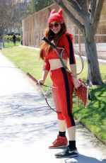 PHOEBE PRICE All in Red Out in Los Angeles 03/23/2021