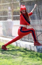 PHOEBE PRICE All in Red Out in Los Angeles 03/23/2021