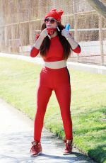 PHOEBE PRICE All in Red Out in Los Angeles 03/23/2021