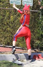PHOEBE PRICE All in Red Out in Los Angeles 03/23/2021