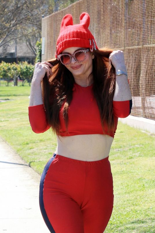 PHOEBE PRICE All in Red Out in Los Angeles 03/23/2021