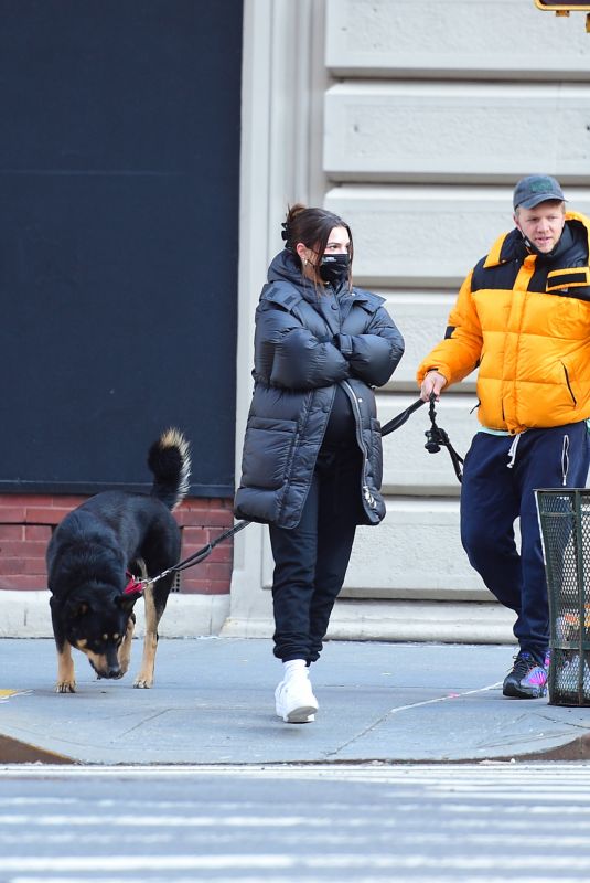 Pregnant EMILY RATAJKOWSKI and Sebastian Bear McClard Out with Their Dog in New York 03/03/2021