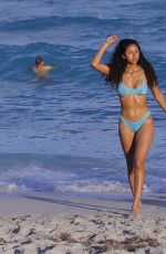 REBECCA SCOTT in Bikini on the Beach in Miami 02/28/2021