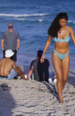 REBECCA SCOTT in Bikini on the Beach in Miami 02/28/2021