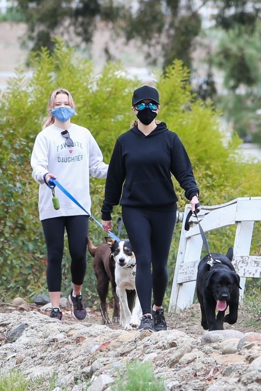 REESE WITHERSPOON and AVA PHILLIPPE Out Hiking in Brentwood 03/22/2021