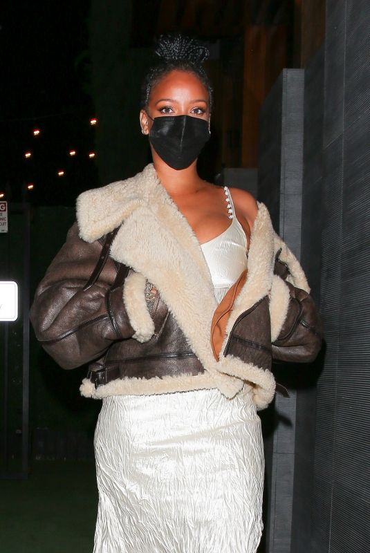 RIHANNA Leaves Nobu in West Hollywood 03/23/2021