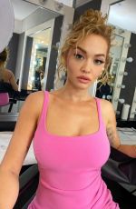RITA ORA in a Pink Dress - Instagram Photos 03/14/2021