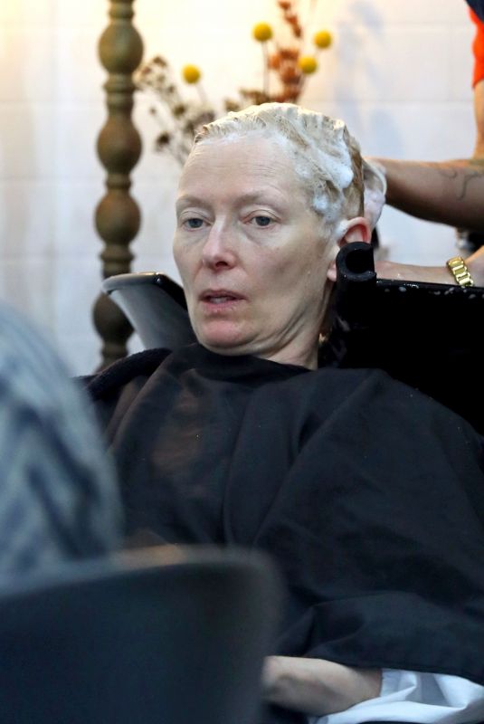 TILDA SWINTON at a Hair Salon in Sydney 03/25/2021