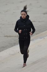VANESSA BAUER Out Jogging at a Beach in Blackpool 03/09/2021