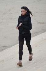 VANESSA BAUER Out Jogging at a Beach in Blackpool 03/09/2021