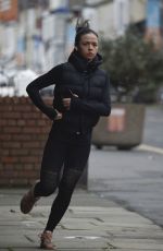 VANESSA BAUER Out Jogging at a Beach in Blackpool 03/09/2021