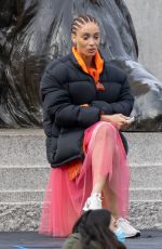 ADWOA ABOAH on the Set of a Commercial at Trafalgar Square in London 04/08/2021